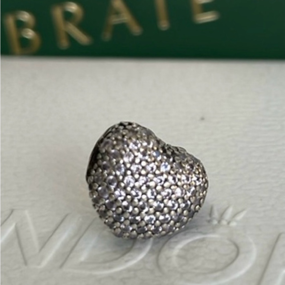 Authentic Pandora Clip Insignia and Pink Pavé Double Sided Charm